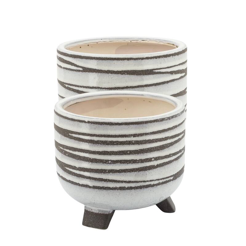 6/8" Ceramic Footed Planter,Set of 2