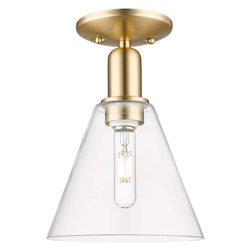 Innovations Lighting 716-1C-12-8 Berkshire Glass Semi-Flush Berkshire - Champagne Bronze / Clear