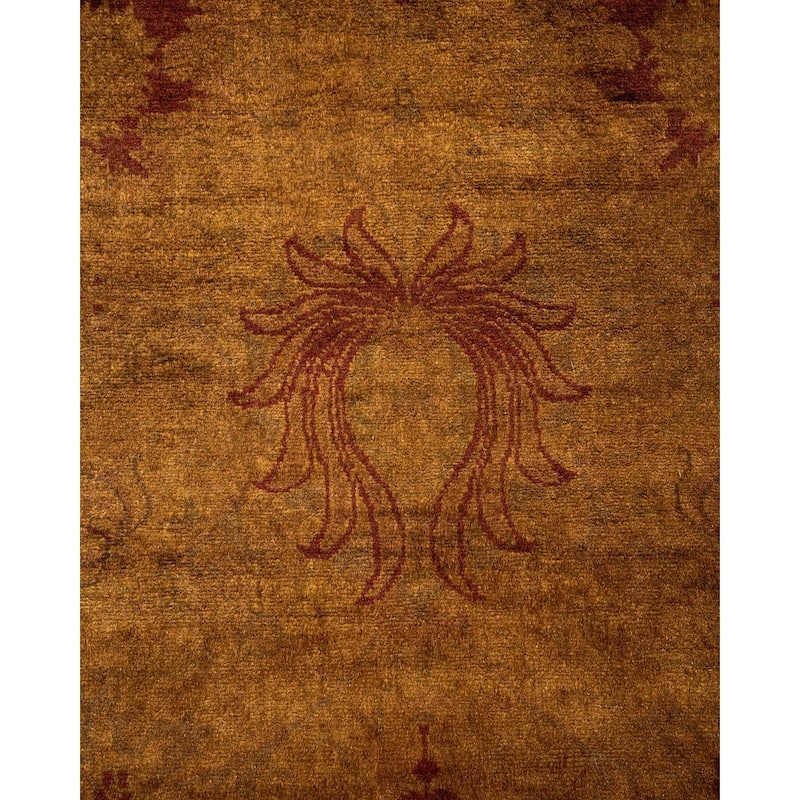 Overton Hand Knotted Wool Vintage Inspired Modern Contemporary Overdyed Brown Runner Rug - 2' 6" x 11' 2"