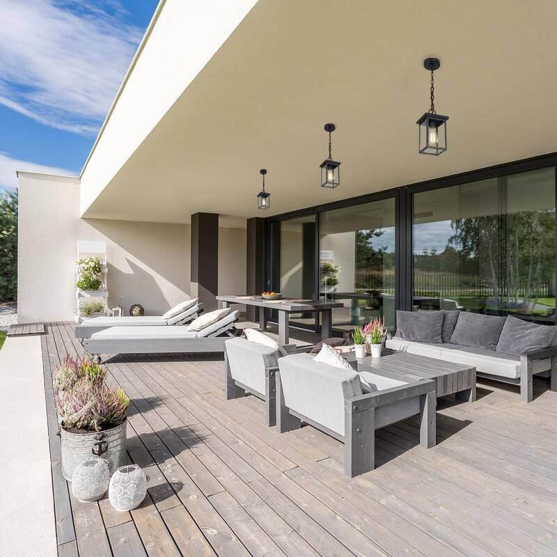 Modern Farmhouse Black 1-Light Outdoor Wall Sconce Glass Patio Lantern