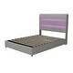 preview thumbnail 9 of 22, Full Size Upholstered Hydraulic Storage Bed - Lift-Up with RGB LED Headboard, Velvet, Gray
