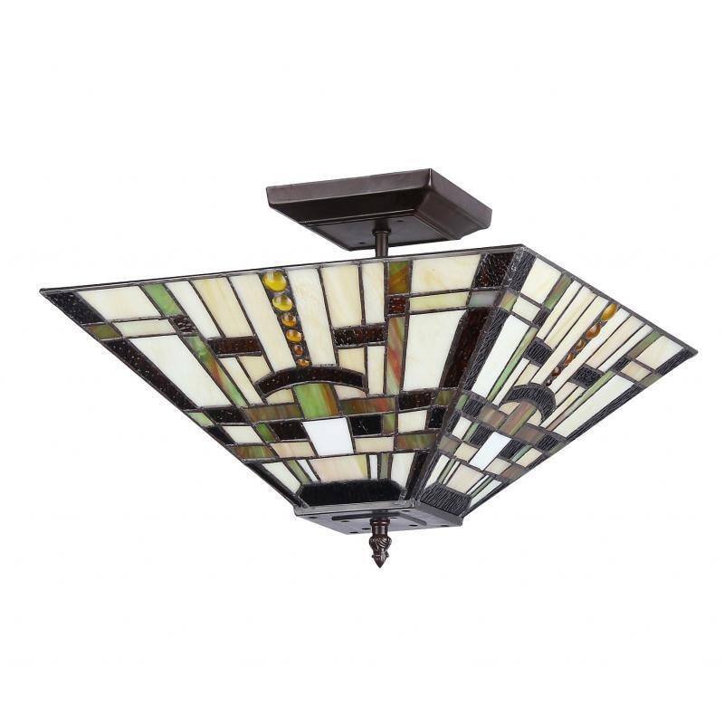 Chloe Tiffany Style Mission Design 2-light Semi-flush Mount Fixture