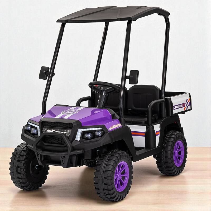 24V Kids Electric Ride-On Track with Dual Seats, Remote Control, Bluetooth Audio, and 4-Wheel Suspension - Purple