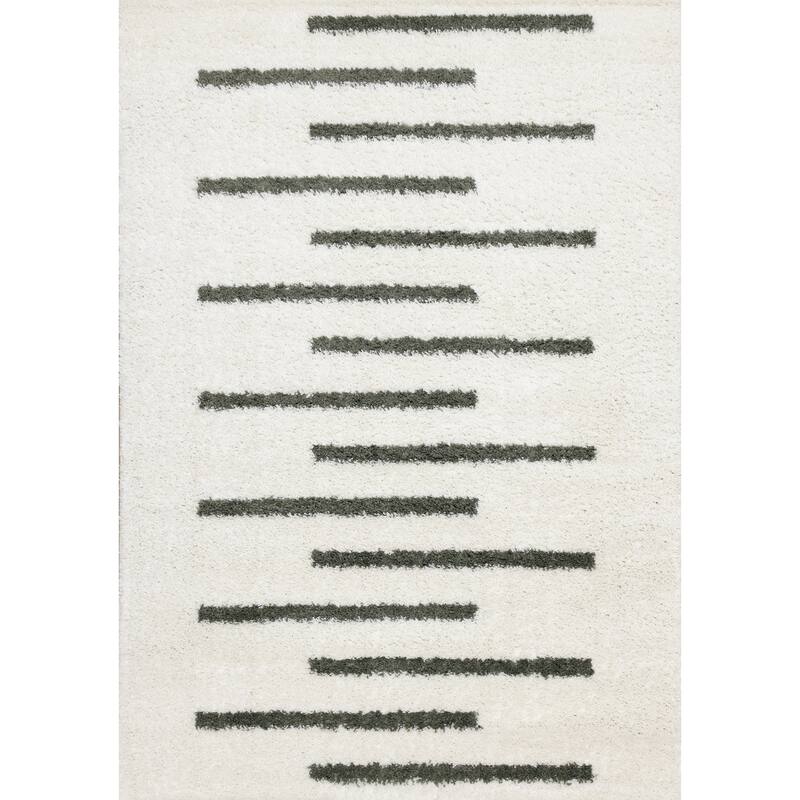 Taylor Collection - Cream Sage Lines Soft Indoor Shag Area Rug