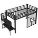 preview thumbnail 11 of 10, Twin Metal Low Loft Bed with Storage Staircase, Guardrails and Iron Mesh, Black