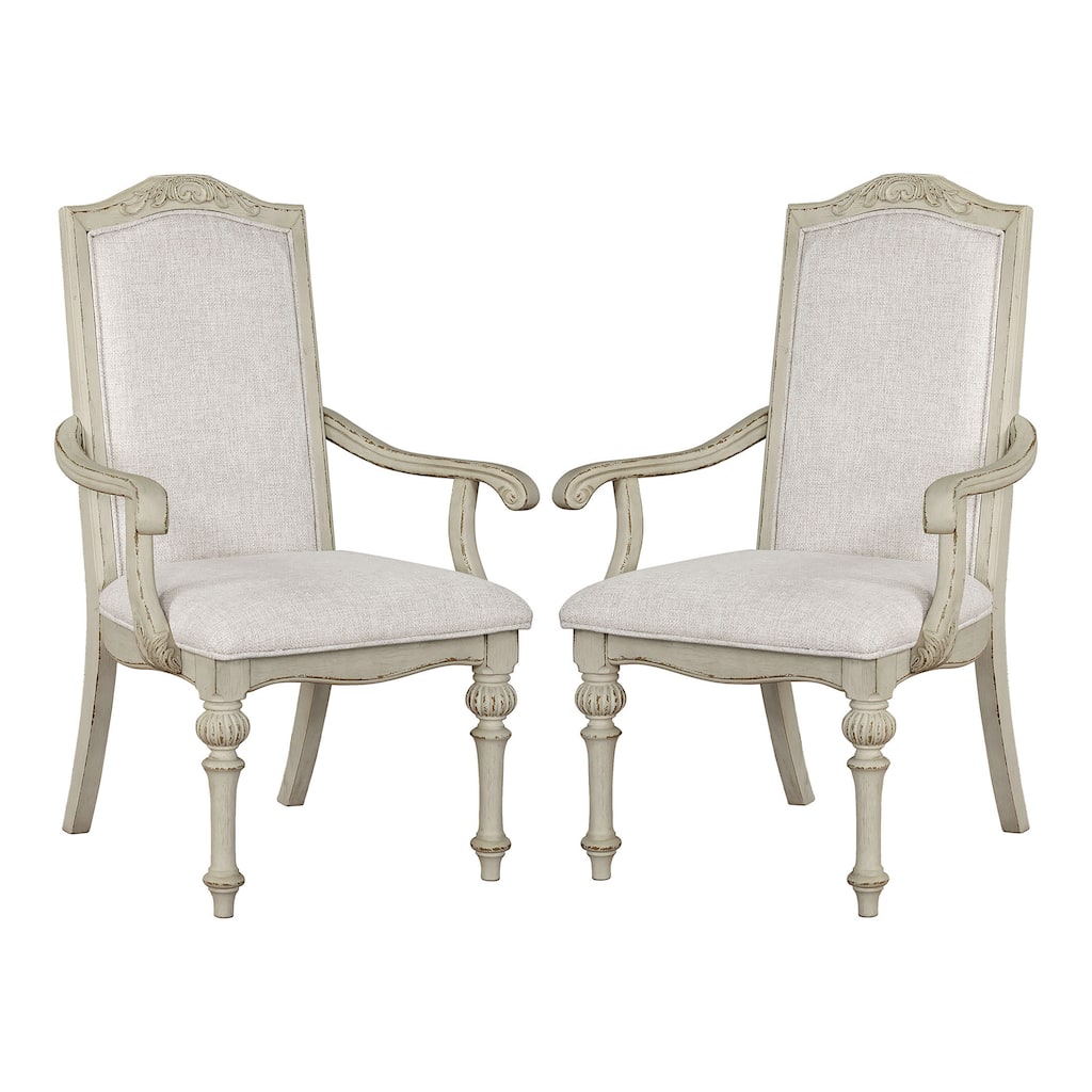 The Gray Barn Caelum Farmhouse Antique White Formal Arm Chairs (Set of 2)