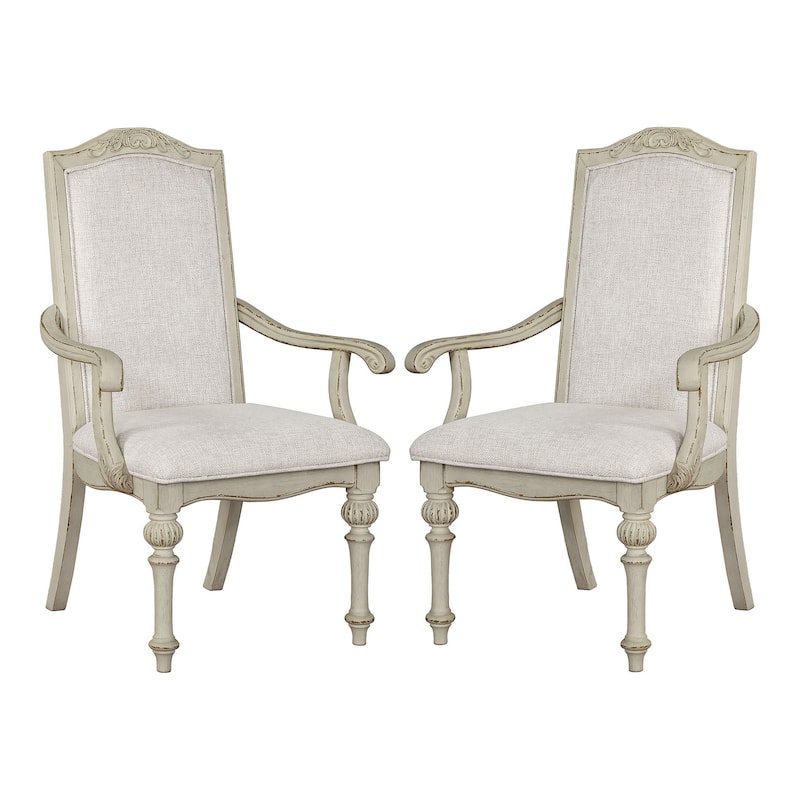The Gray Barn Caelum Farmhouse Antique White Formal Arm Chairs (Set of 2) - Antique White