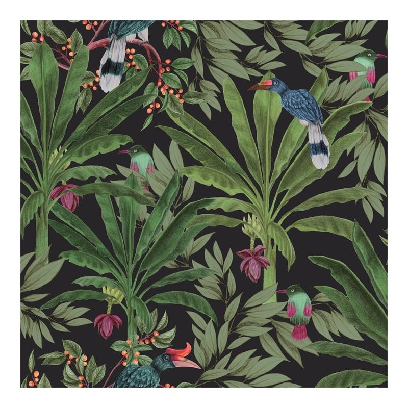 ESTA Home Carola Black Jungle Tropics Wallpaper - 20.9 x 396 x 0.025