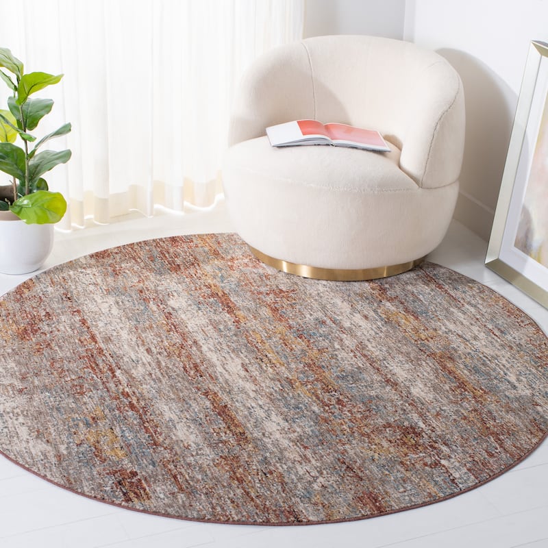 SAFAVIEH Valencia Ardita Vintage Rug - 6'4" Round - Beige/Rust