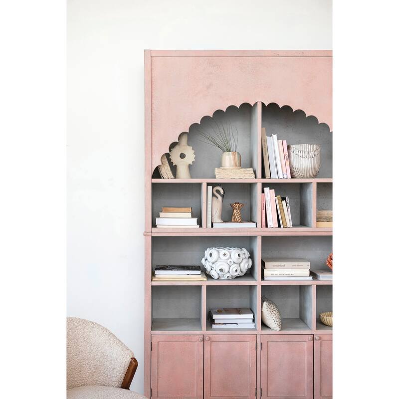 Wood Cabinet Storage with Scalloped Edge - 59.5"L x 15.8"W x 94.5"H