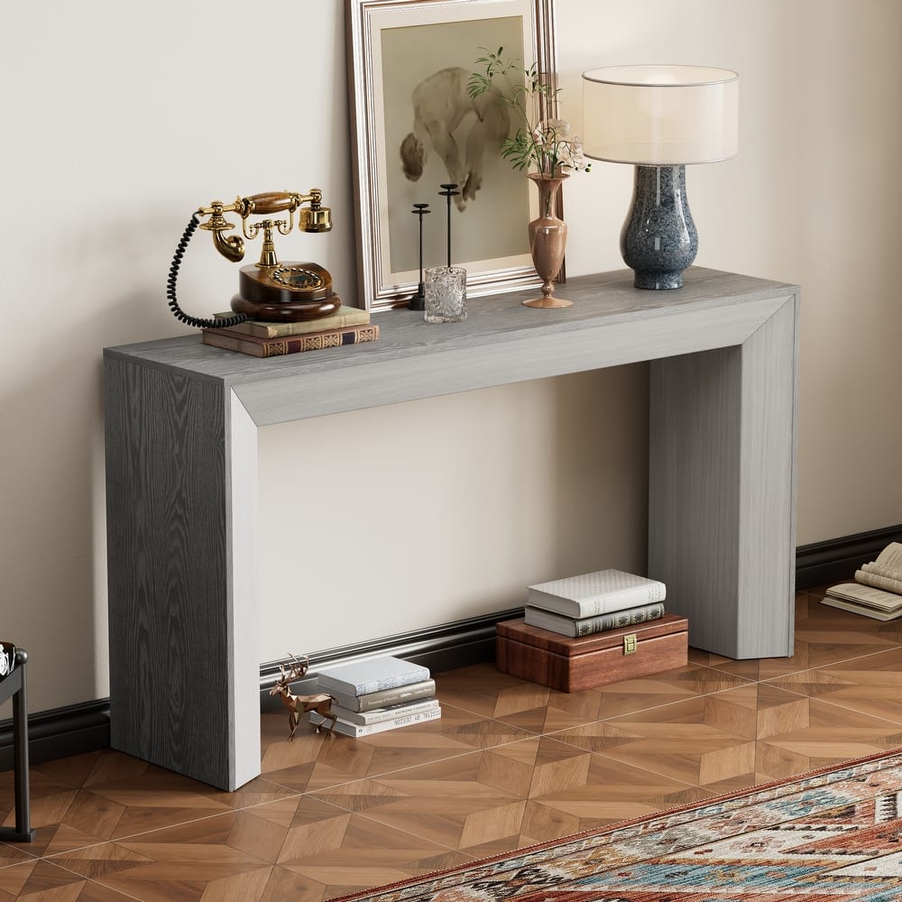Roomfitters Elegant Console Table with Fireplace Design, High-Quality Wood Veneer, Versatile for Entryway