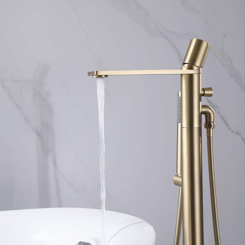 Rbrohant Freestanding Bathtub Faucet with Hand Shower Floor Mount Tub Filler