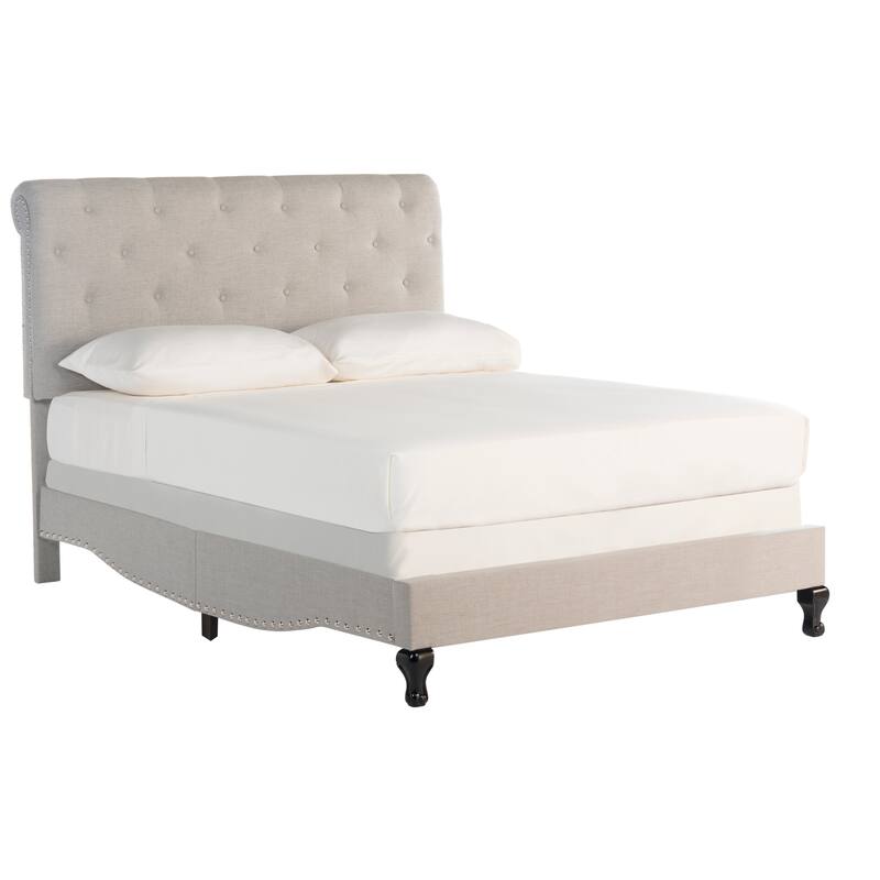 SAFAVIEH Kathie Upholstered Tufted Rolled Back Bed