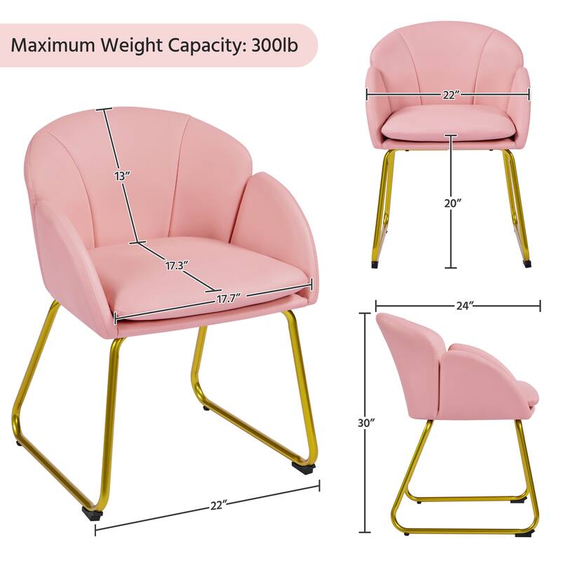 Yaheetech Flower Shape Velvet Armchair Accent Chair with Golden Metal Legs