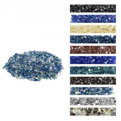 Cobalt Blue Aqua Clear Tempered Fire Glass Rocks Crushed 10 lbs. for Fire Pits - 1/2 inch