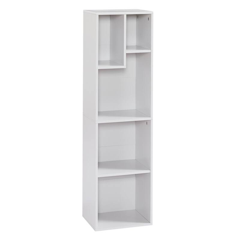5 Tier Bookshelf, Set of 2 Tall Bookcase Shelf Storage Organizer, Modern Book Shelf for Bedroom, Living Room and Home Office