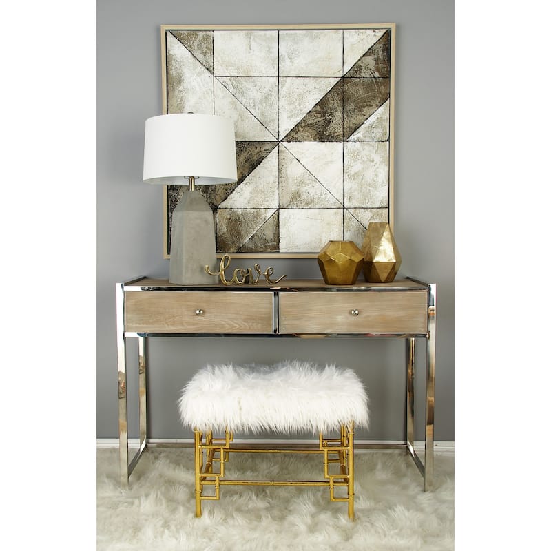 Metal Fabric Accent Stool - Gold - Roche River Decor