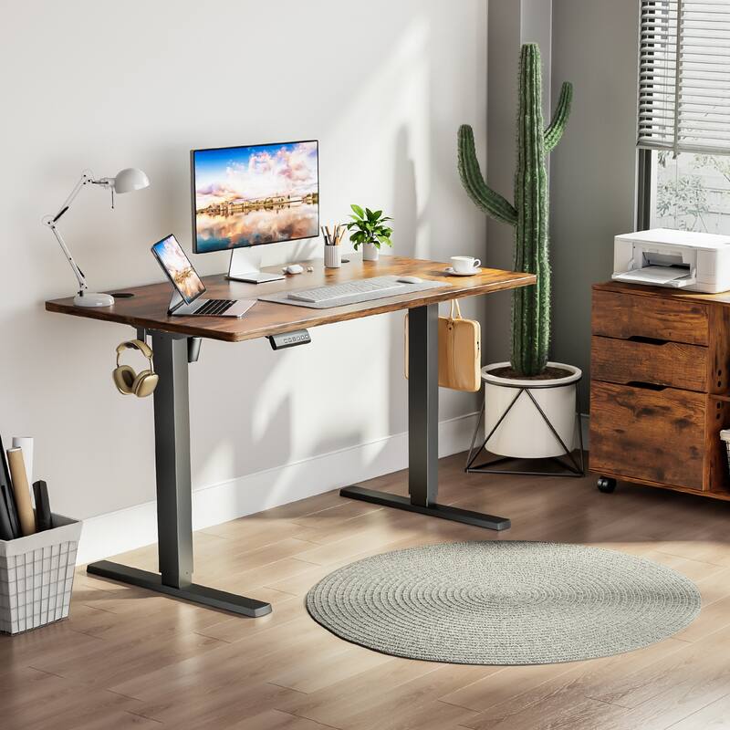 Electric Standing Desk - Adjustable Height Computer Workstation with Memory Settings for Home Office, Gaming & Study