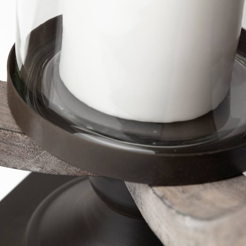 Brillion Large Rustic Wood/Metal Table Candle Holder