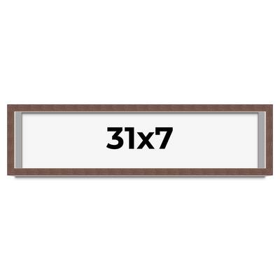 31x7 Shadow Box Frame Brown | 1.125 inches Deep Real Wood Rustic