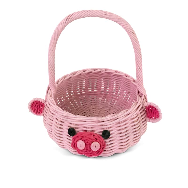 Hand Woven Pig Rattan Basket Decorative Home Decor Bin Organizer Storage Cute Handmade Handcrafted Gift Art Easter Decoration