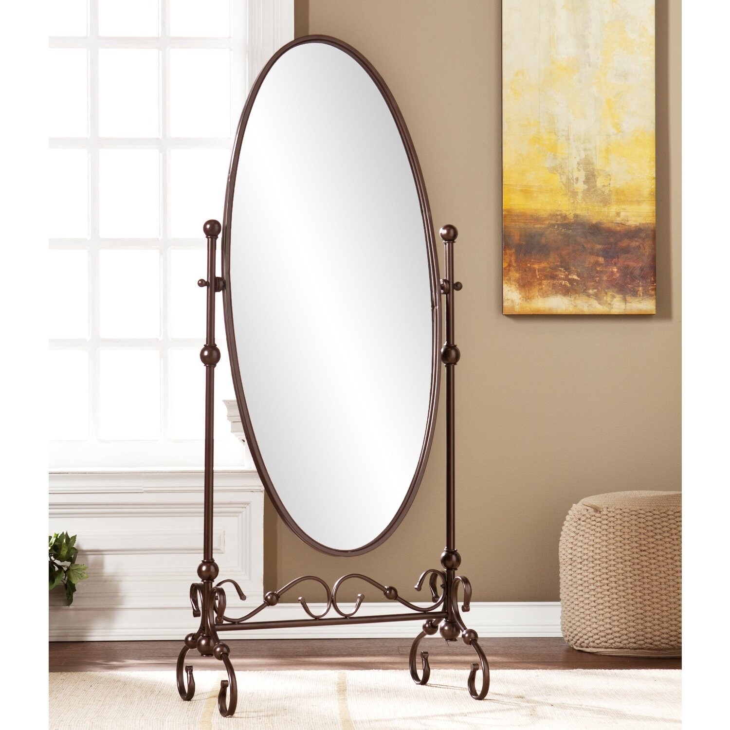 Shop Antique Bronze Finish Metal Cheval Floor Mirror On Sale