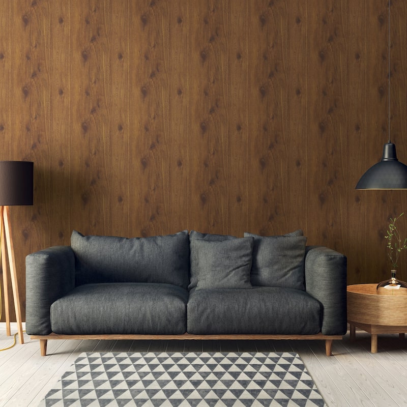 Galerie Wallcoverings Woods and Wicker Collection Knotted Forest Wood Effect Matte Finish Vinyl on Non-woven Wallpaper Roll