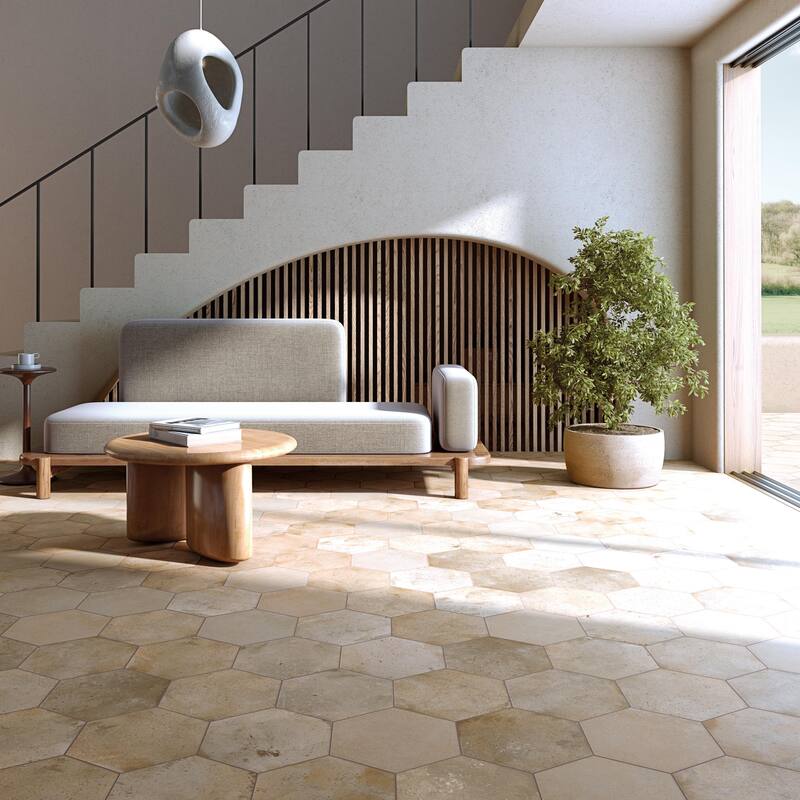 Merola Tile Archai Hex Mellow 9-1/8" x 10-1/2" Porcelain Floor and Wall Tile - Case (11 Tiles)
