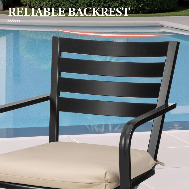 Outdoor Indoor Patio Aluminum Swivel Bar Stools Set with Sunbrella Cushions