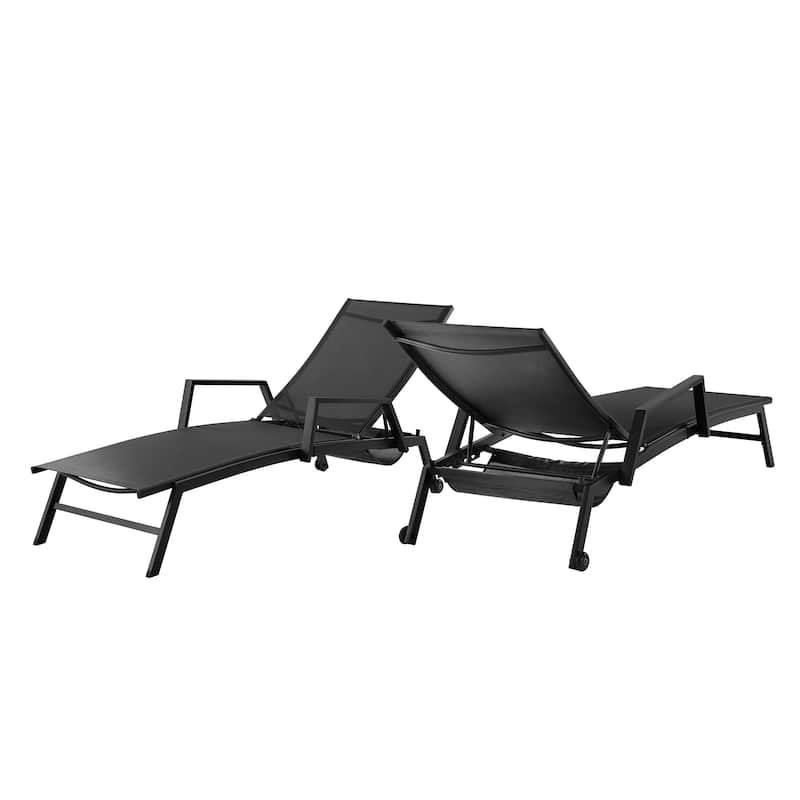 Corvus Sorrento Outdoor Sling Fabric Adjustable Chaise Lounge with Arms