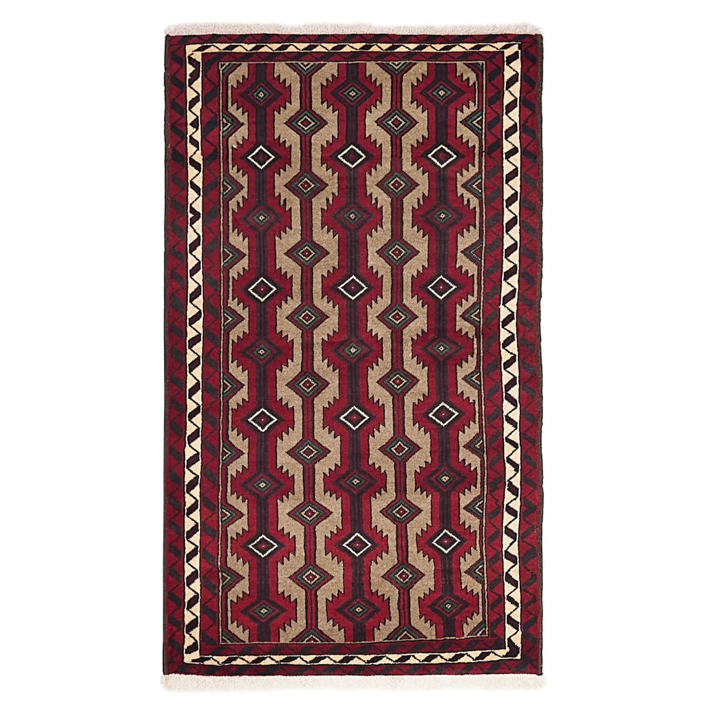 ECARPETGALLERY Hand-knotted Teimani Red Wool Rug - 3'7 x 6'1