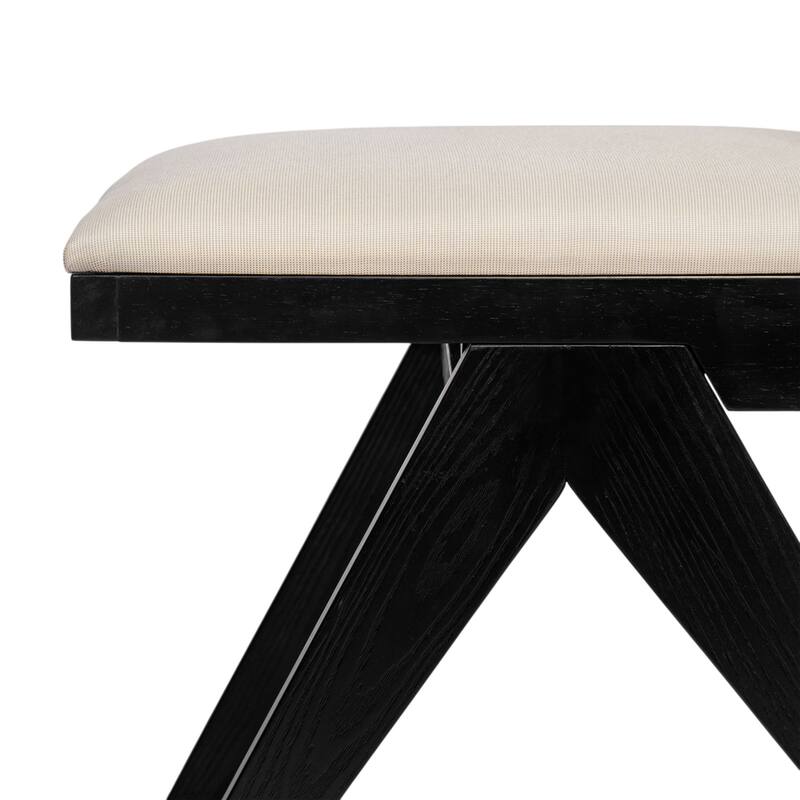 Dining Chairs Set of 2, Ergonomic Upholstered Kitchen Side Chairs, Accent Chairs with Rattan Backrest & Solid Wood Legs