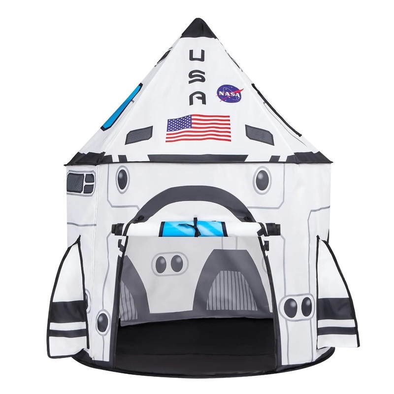 Kids Rocket Ship Play Tent Pop up Spaceship Playhouse Set - White