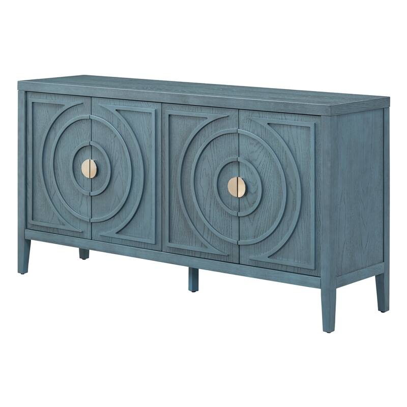60" Sideboard with Circular Groove Design Metal Handle