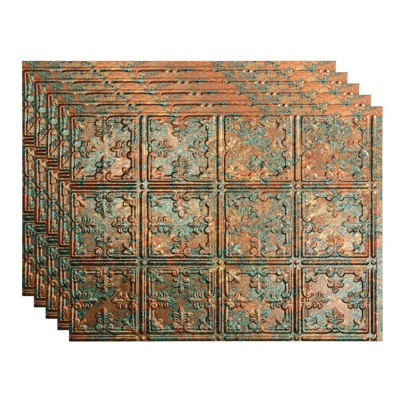 FASÄDE Traditional Style 10 Decorative Vinyl Backsplash Panel - 5 Pack - Copper Fantasy
