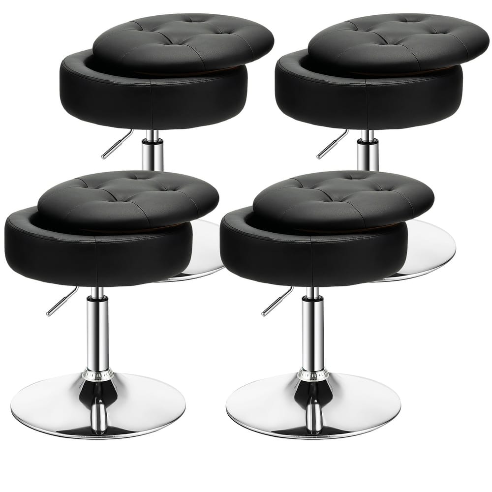 Costway Set of 4 Adjustable Vanity Stool Swivel Storage Makeup Chair - See Details