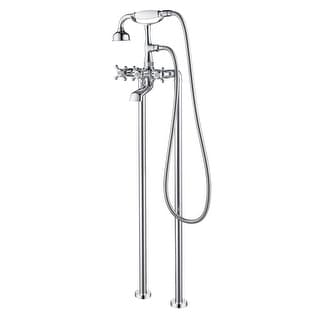 SevenFalls 8019 Telephone Double Lever Handles Clawfoot Floor Mounted Tub Filler with Handheld Shower
