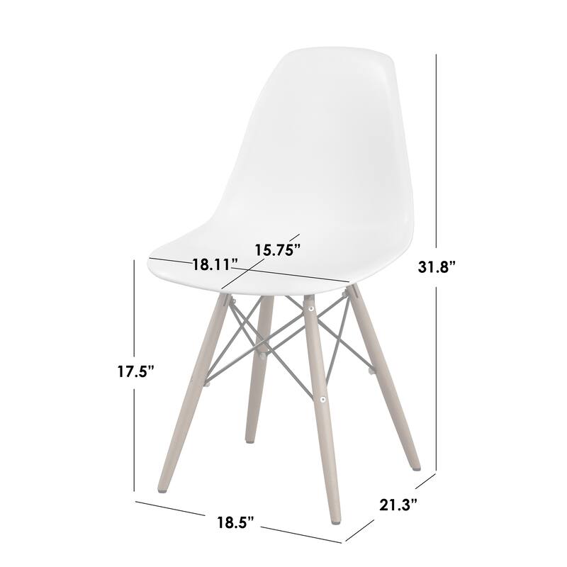 Simple Living Elba Two-tone White/ Grey Retro Plastic Shell Chair (Set of 2)