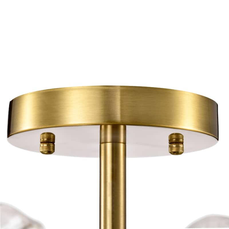Alma 5-Light Brushed Shiny Brass Leaf-shaped Glass Crystal Flush Mount - 19 inches in diameter x 12.3 inches H