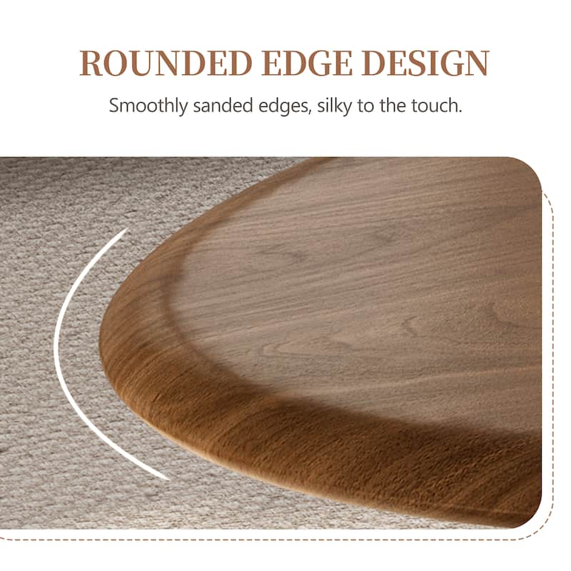 51.1" Mid-Century Modern Oval Coffee Table - Solid Wood Veneer, Living Room Center Table