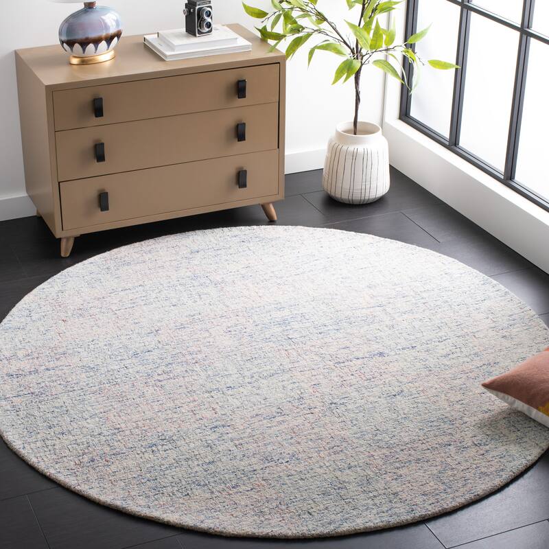 SAFAVIEH Handmade Metro Nunu Wool Rug - 6' Round - Blue/Ivory