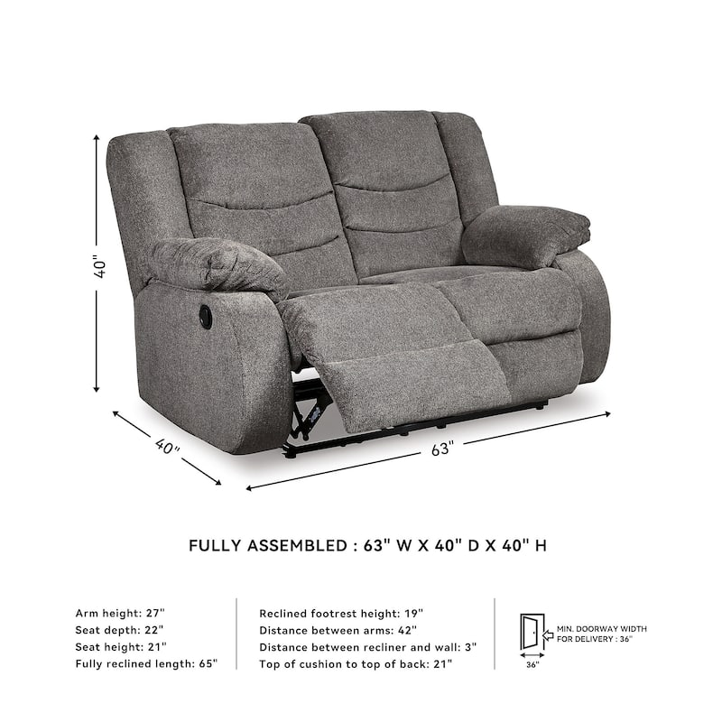 Tulen Gray Reclining Loveseat