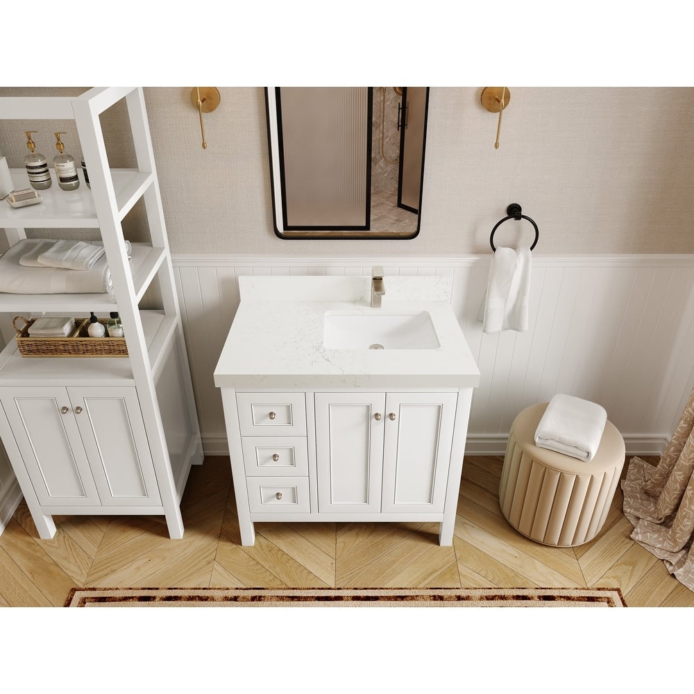 Willow Collections 36 in. W x 22 in. D Nashville Right Offset Sink Bathroom Vanity with Countertop