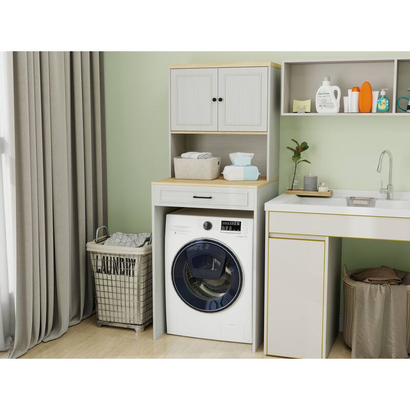 Anmytek Space Saving Storage Cabinet Laundry Washer Pedestal Kitchen Appliance Organizer