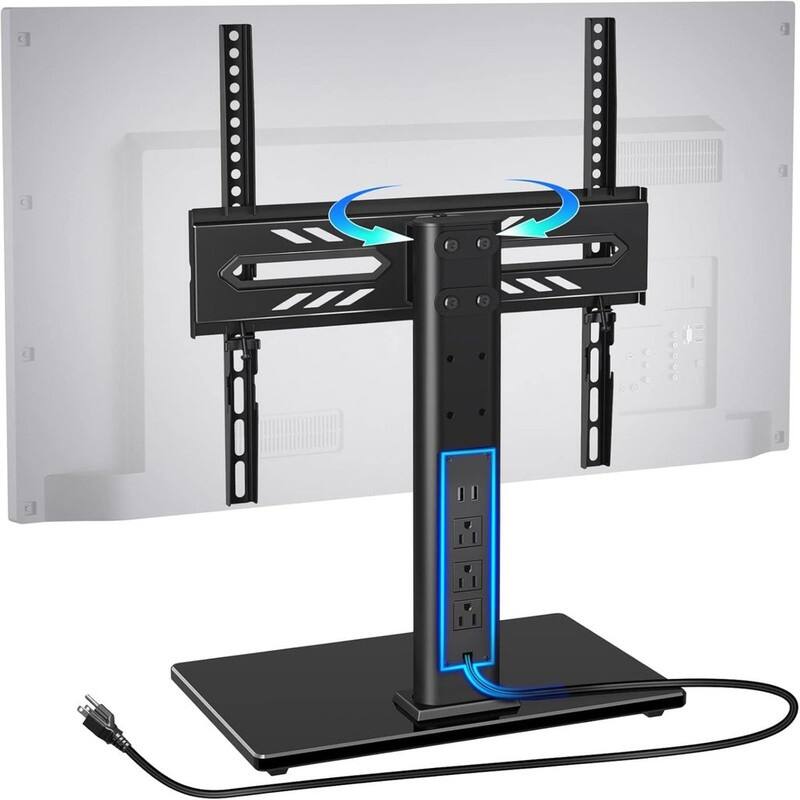 TV Stand with Power Outlet - Black