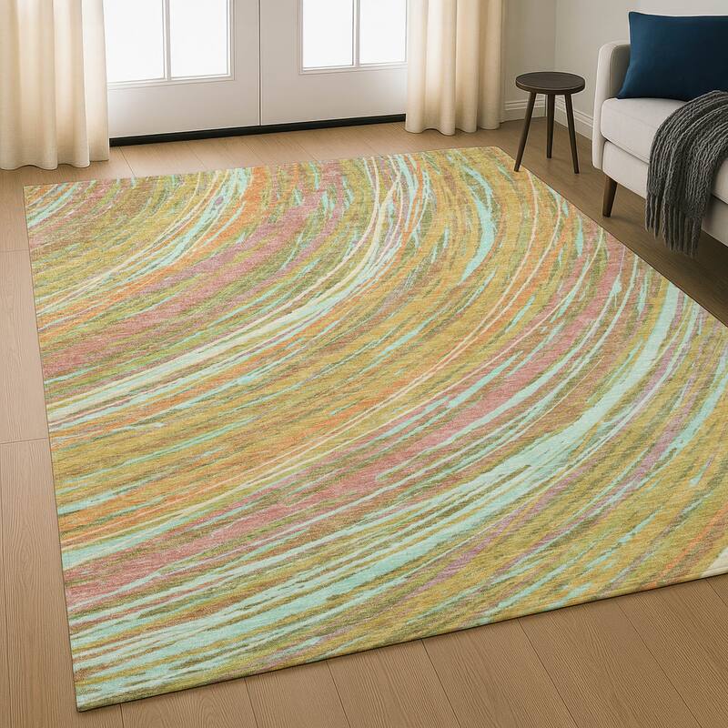 Premium Washable Super Soft Contemporary Horizon Mayfield Rug - Gold - 3' x 5'