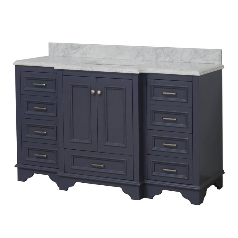 KitchenBathCollection Nantucket 60" Single Bathroom Vanity with Carrara Marble Top