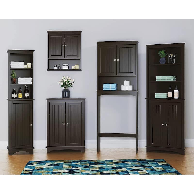 Spirich -Bathroom Storage,Tall Corner Cabinet with 2 Doors and 3 Tier Shelves,White