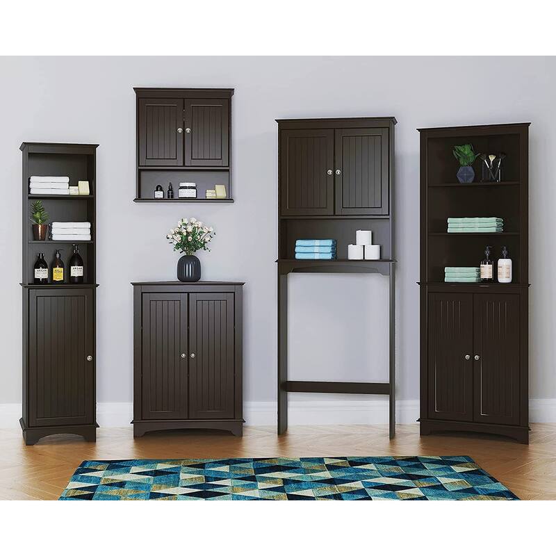 Spirich-3 Tier Bathroom Cabinet Shelves Wooden,Bathroom Storage with door,White