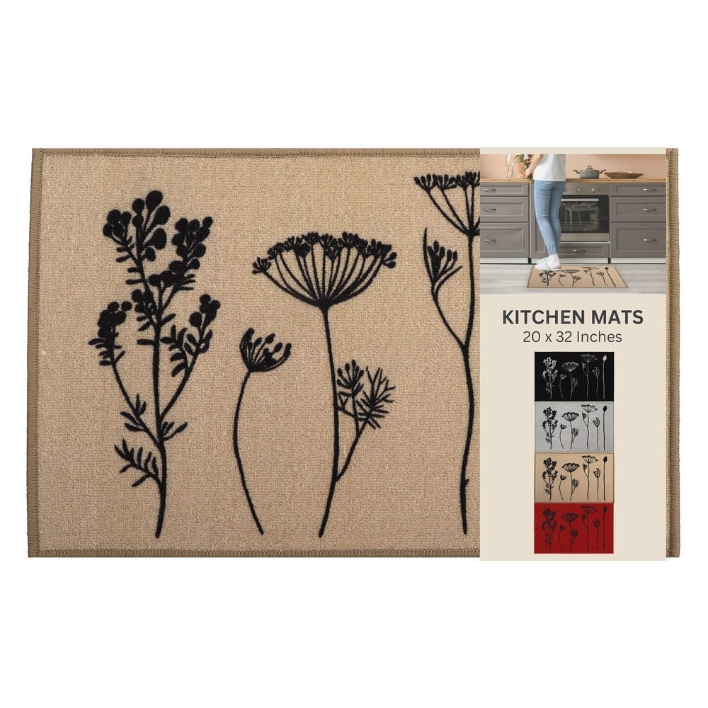 Wool Effect Wildflowers Kitchen Mat or Runner Rug